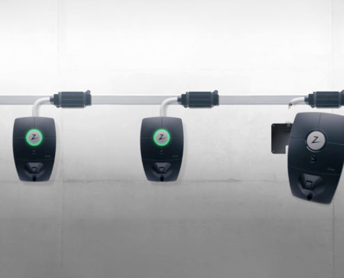 Image prise de face d'une infrastructure de recharge illustrant les pré-requis nécessaires pour l'installation de bornes de recharge pour véhicules électriques dans les immeubles locatifs en Suisse